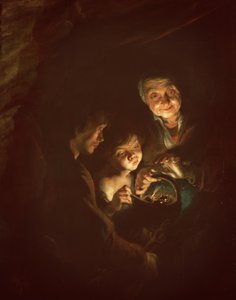 Gammel kvinde med en fyrfad, ca. 1616-20 (olie på træ) af Peter Paul Rubens